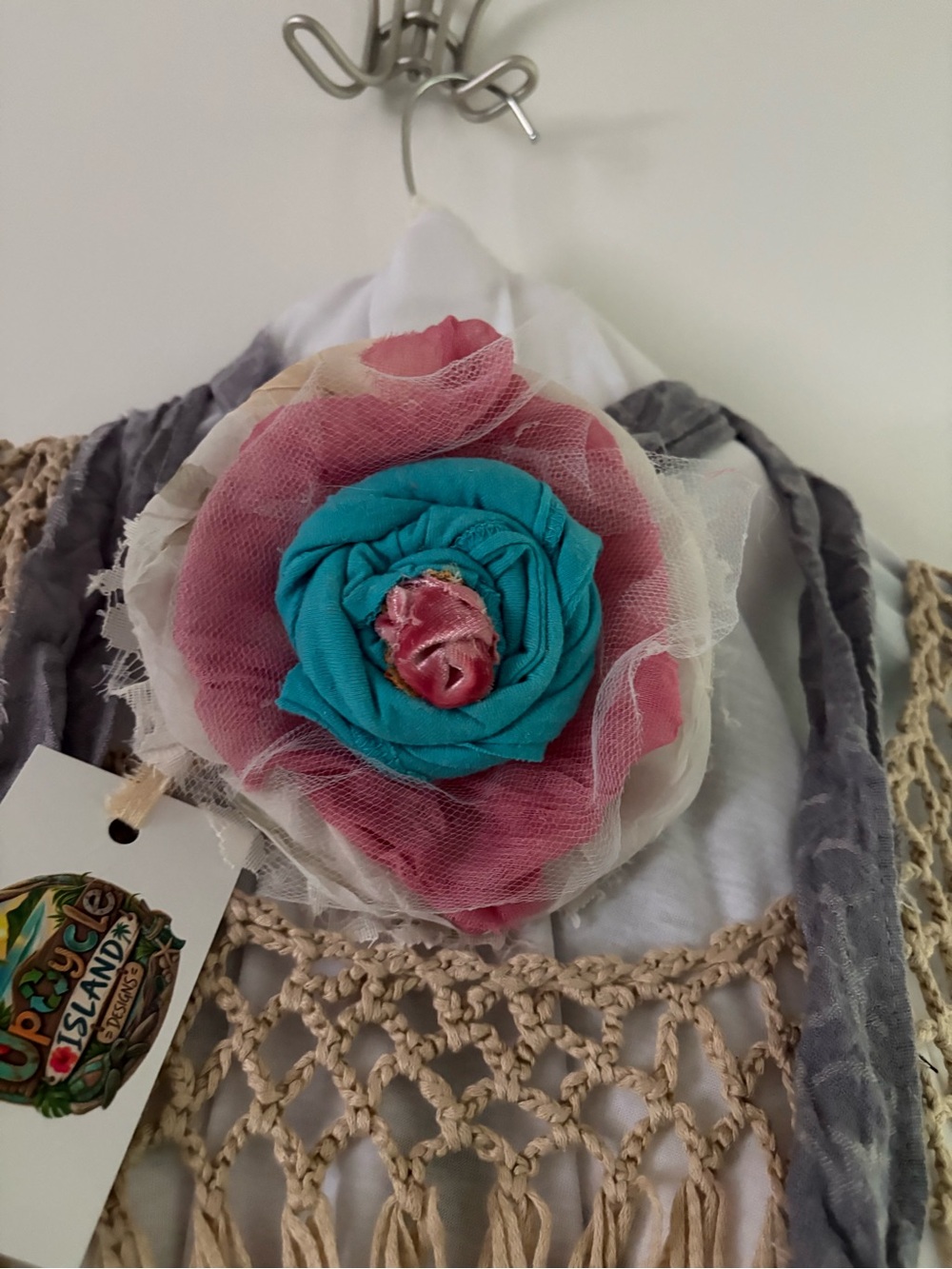 Pink and Blue Floral Jabot